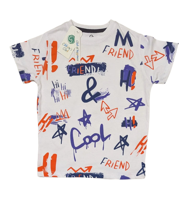 Boys Graffiti-Print White & Purple Summer Set