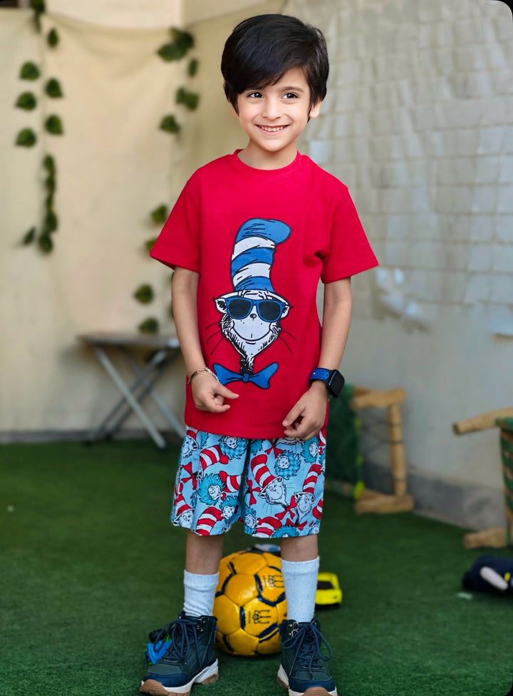 Red Cool Cat Cotton Set