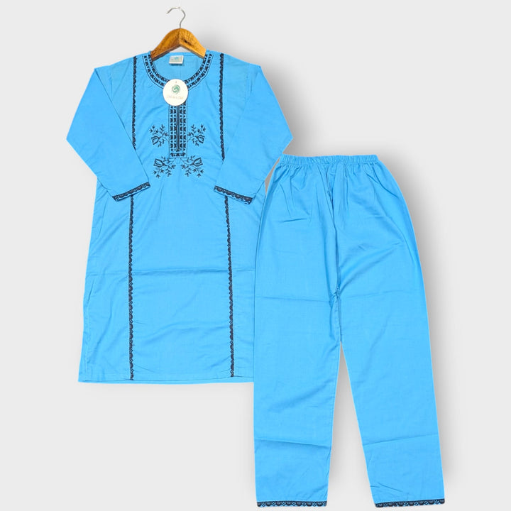 Embroided shalwar kameez (Sky)