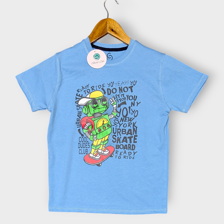 Blue "ROBOT" Graphic T-Shirt