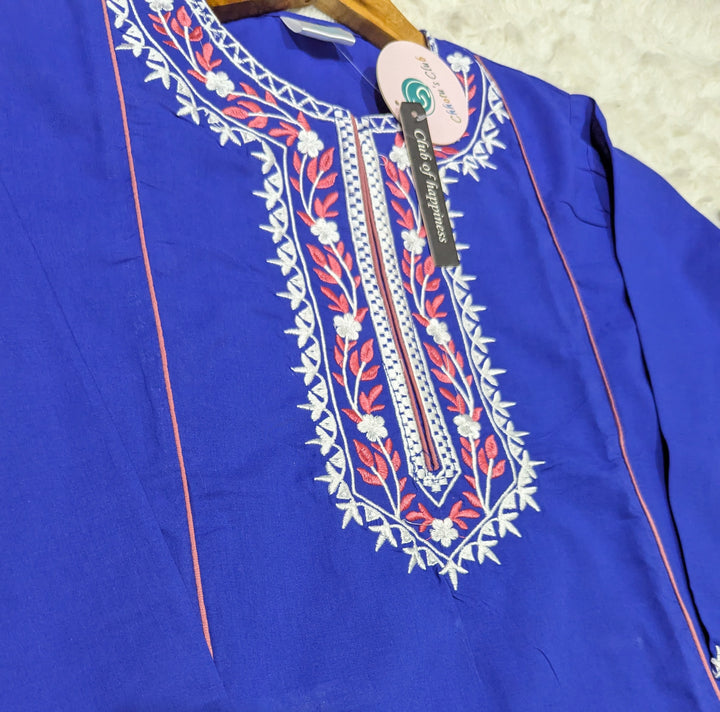 Girl Embroidered kameez with trouser (royal)