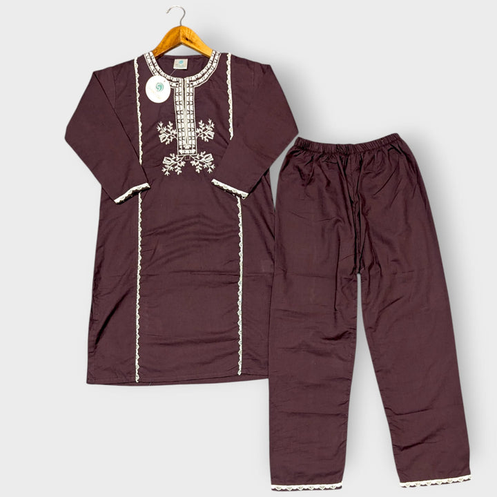 Embroided shalwar kameez (Brown)