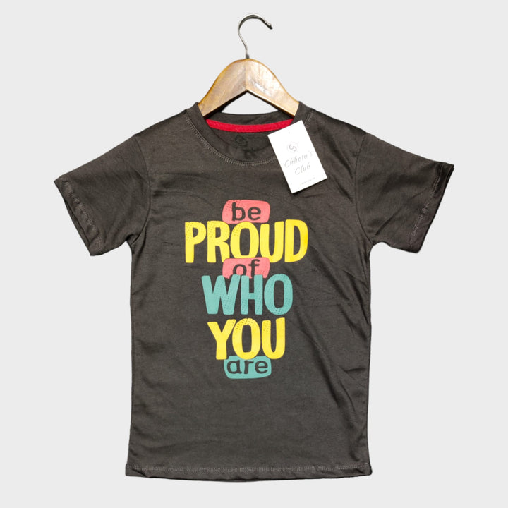 Charcoal "BE PROUD" Graphic T-Shirt