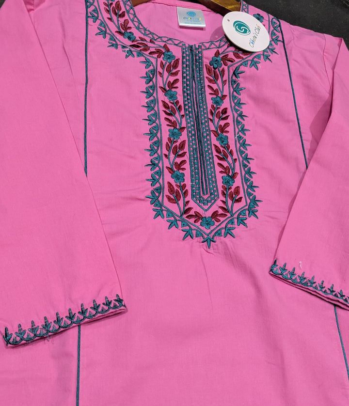 Girl Embroidered kameez with trouser (pink)