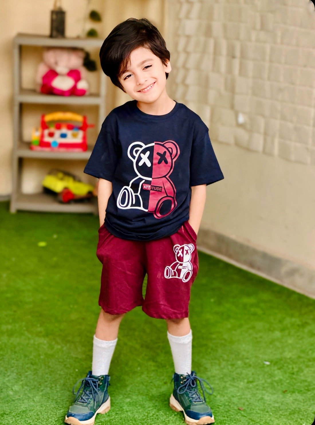 Boys' "Attitude Bear" Tracksuit – 2-Piece Set