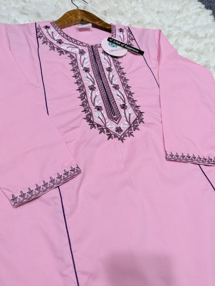 Girl Embroidered kameez with trouser (pink)